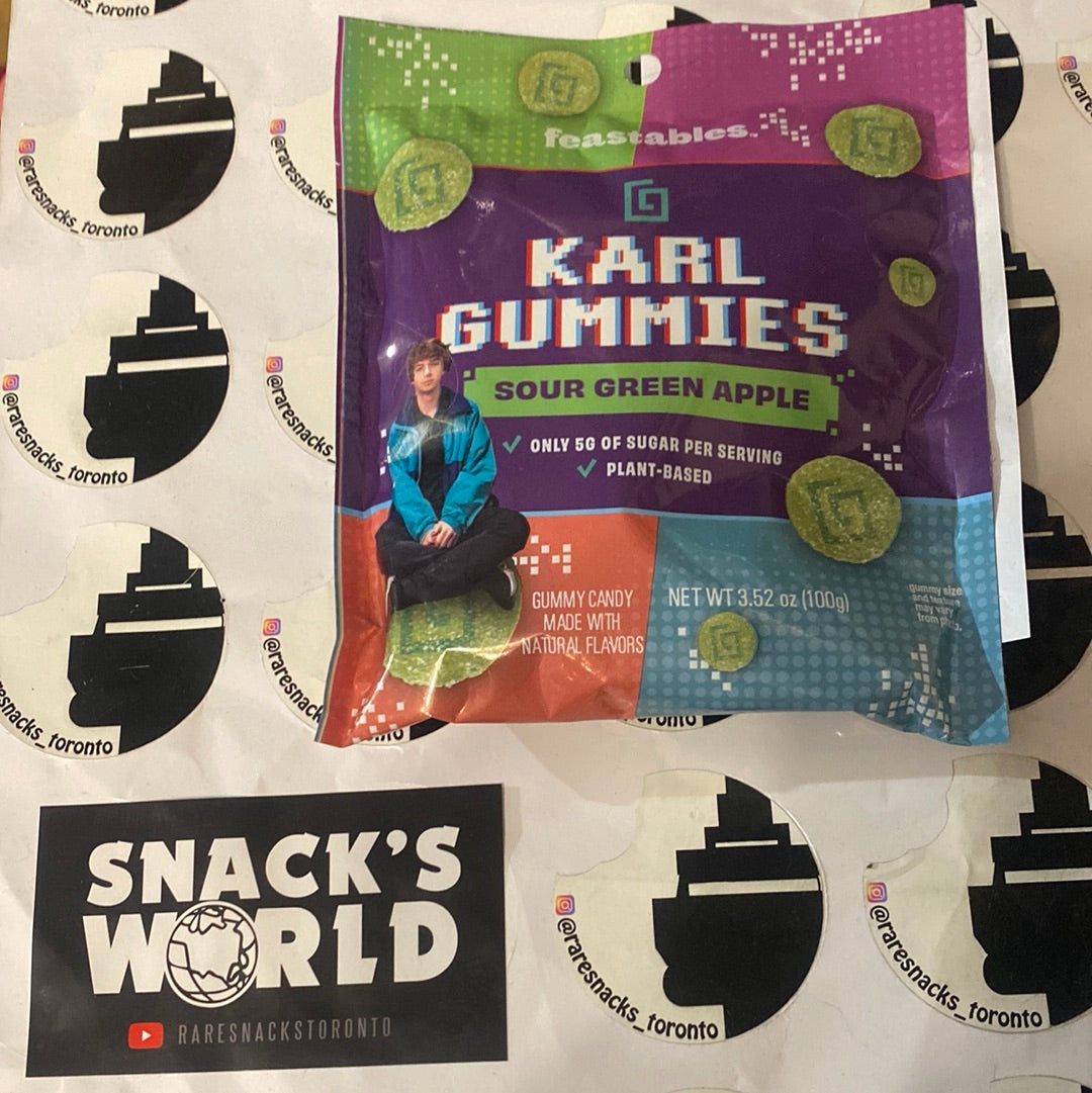 Feastables Mr Beast Karl Gummys Sour Green Apple 100g Raresnackstoronto